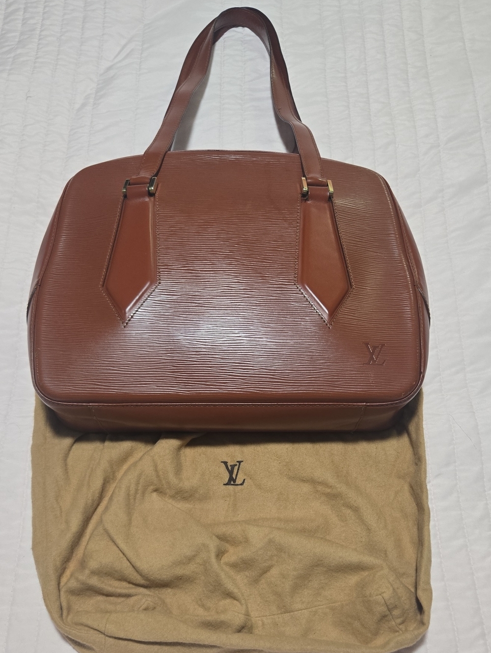 Louis Vuitton Vintage Voltaire Brown Epi Leather Double-Handle Shoulder Bag 1996